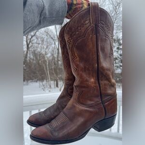 Tony Lama Rich Brown Heeled Boots 11
